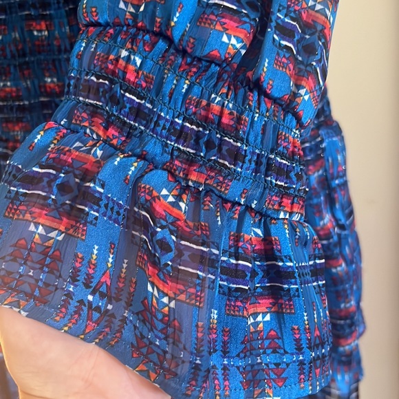 Aqua x Pendleton Womens Size M Smocked Waist V-Neck Mini Dress - Picture 5 of 9